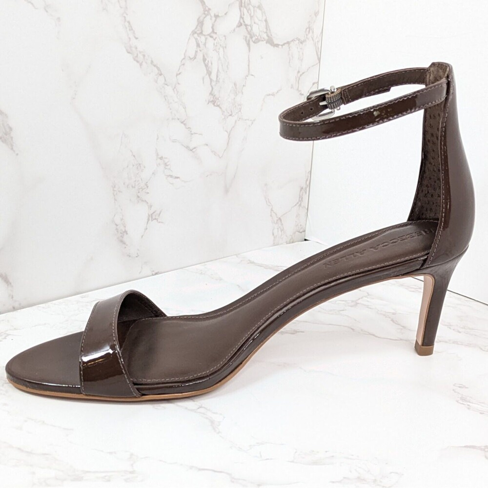 Rebecca Allen Women's The All Day Two Strap Heeled Sandal Dk Brn 9.5 NEW IN BOX